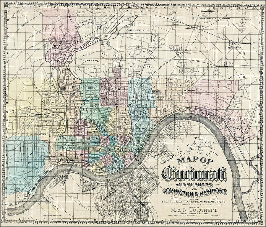 Cincinnati Photograph - Historical Map Cincinnati Ohio 1890 by Carol Japp