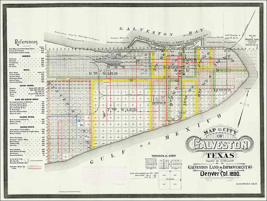 Historical Map City of Galveston Texas 1890 Photograph by Carol Japp