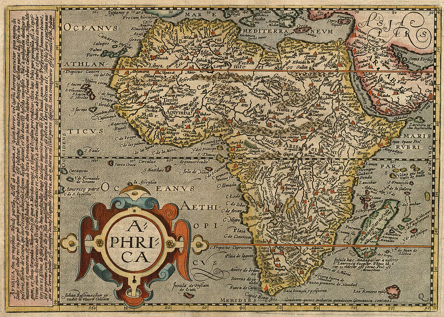 Historical map of Africa 15th century Drawing by Matthias Quad and ...