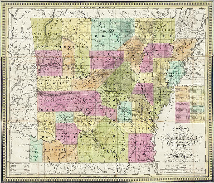 Historical Map State Of Arkansas 1836 Photograph By Carol Japp Pixels 8113