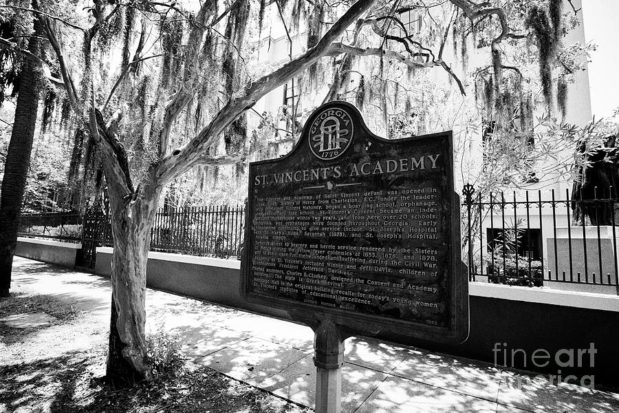 Historical Marker St Vincents Academy Savannah Georgia Usa Photograph