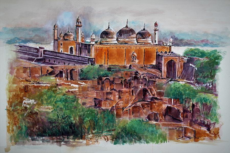 Historical mosque Painting by Khalid Saeed