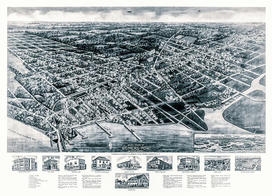 Historical Vintage Map Somers Point New Jersey Drawing by Joseph S