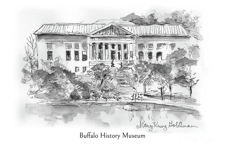 Architecture Drawing - Buffalo History Museum #3 by Mary Kunz Goldman