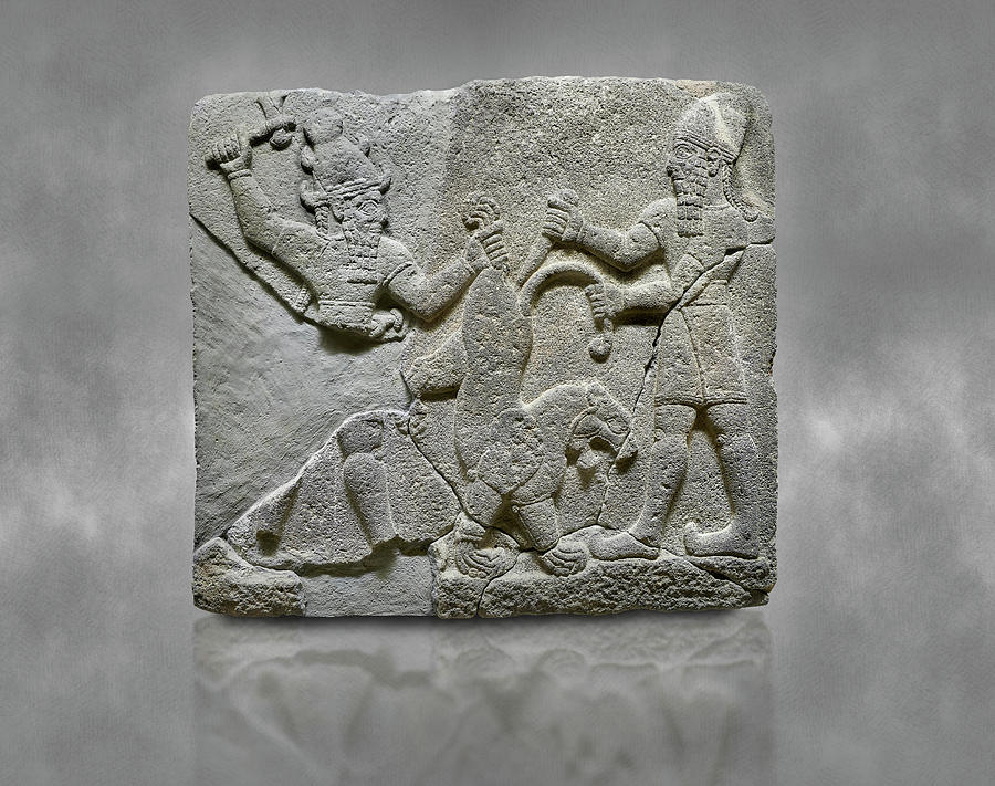Hittite relief sculpture of a Lion Stabbing - Karkamis -  Anatolian Civilisations Museum Ankara Photograph by Paul E Williams