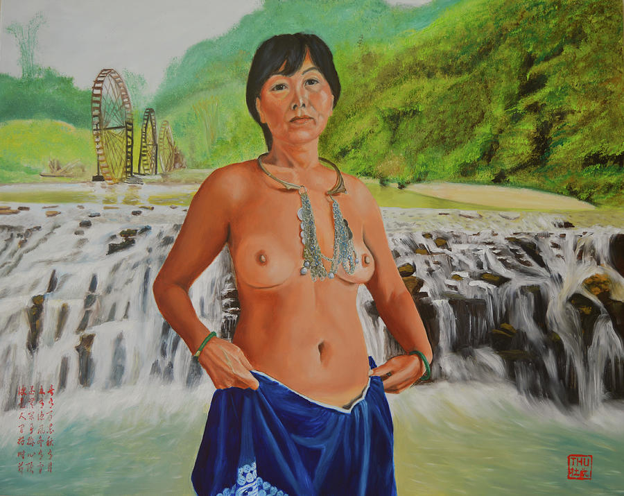 Hmong bather Painting by Thu Nguyen