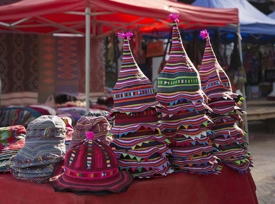 Hmong Hill tribe style hats for sale Photograph by Derek E. Rothchild
