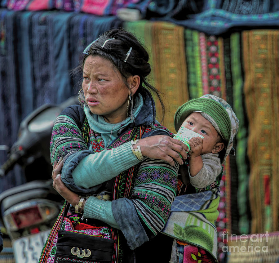 Hmong Woman and Child Sapa  Photograph by Chuck Kuhn
