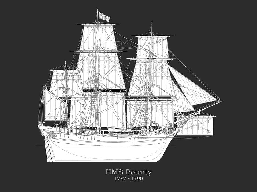 HMS Bounty ship plans - PBpng Digital Art by StockPhotosArt Com - Fine ...