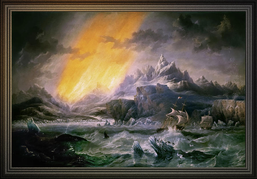 HMS Erebus and Terror in the Antarctic by James Wilson Carmichael Painting by Rolando Burbon
