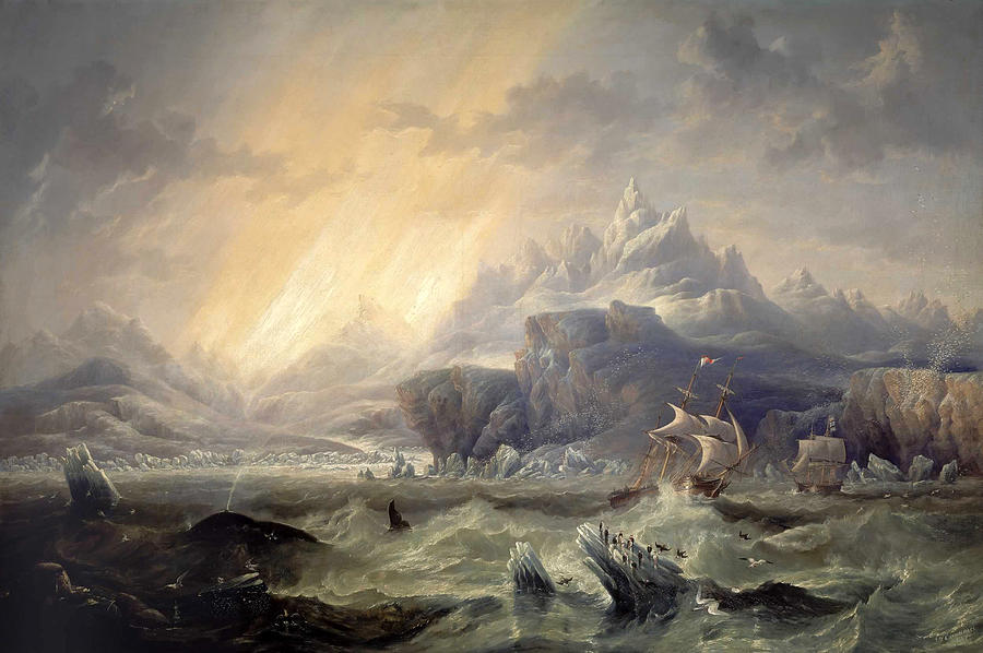HMS Erebus and Terror in the Antarctic Painting by James Wilson Carmichael