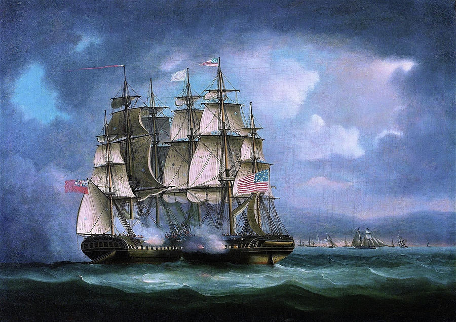 Thomas Buttersworth Painting - HMS Shannon Boards USS Chesapeake off Boston - Digital Remastered Edition by Thomas Buttersworth