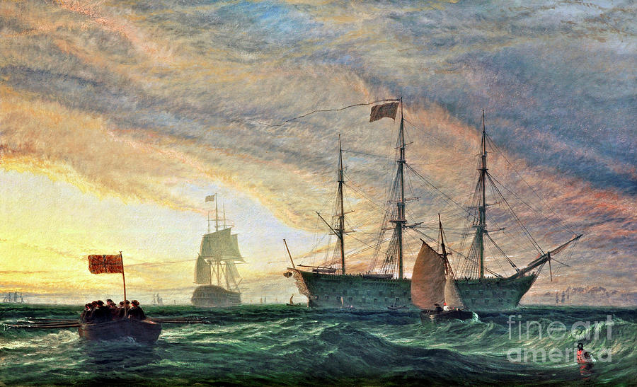 Hms Victory, 1850s Painting by Henry Dawson