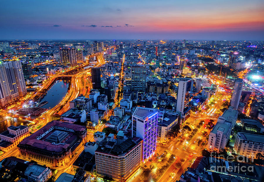 Ho Chi Minh City Skyline at Dusk Photograph by Bryan Mullennix
