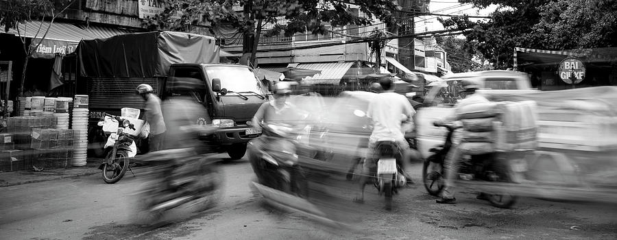 Ho Chi Minh City Street black and white Photograph by Sonny Ryse
