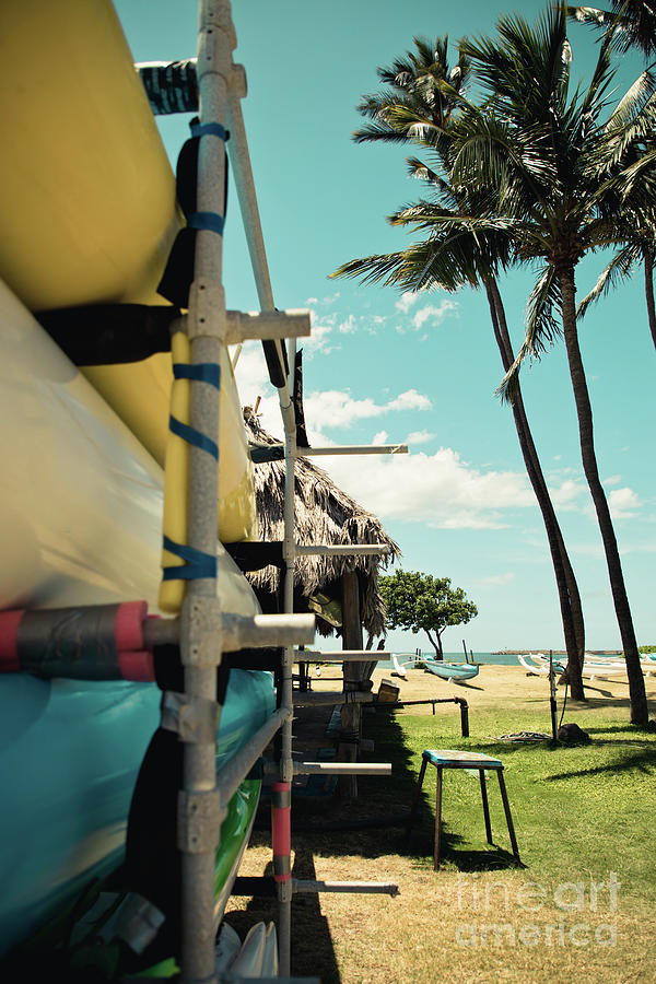 Hoaloha Beach Park Hawaiian Outrigger Paddling Canoes Kahului Maui Hawaii Photograph by Sharon Mau