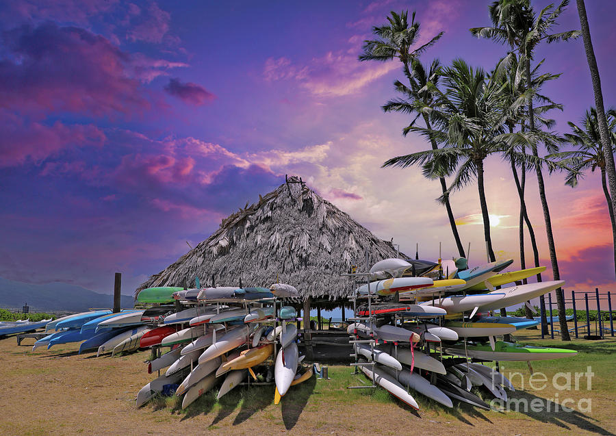 Hoaloha Beach Outrigger Canoes Kahului Maui Hawaii Photograph by Sharon Mau