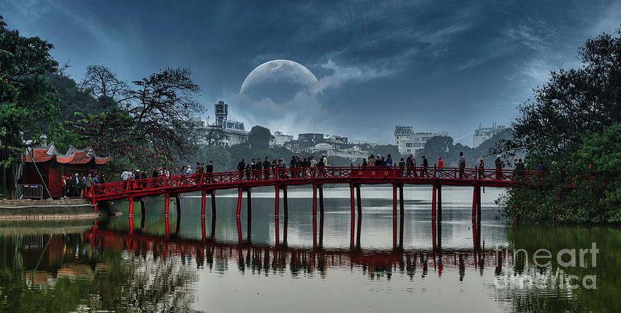 Hoan Kim lake Hanoi Super Moon  Photograph by Chuck Kuhn
