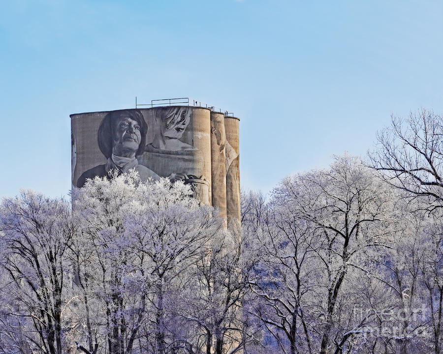 Hoarfrost With Painted Silo Series Photograph by Kathy M Krause