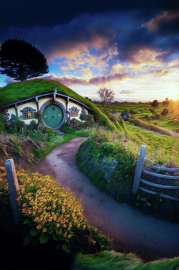 Hobbiton in New Zealand Digital Art by Billy Bateman