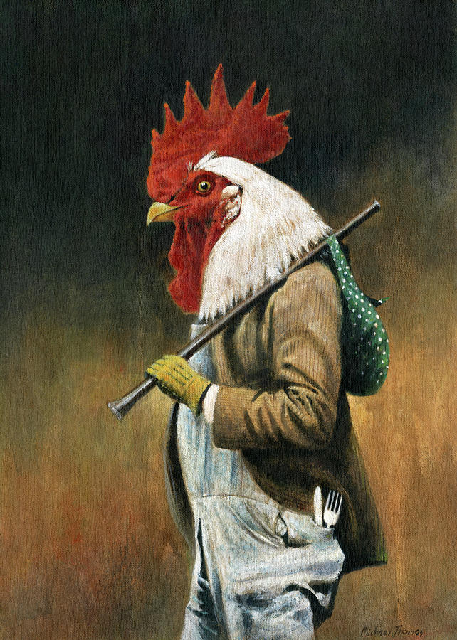 Rooster Painting - Hobo Cockerel by Michael Thomas