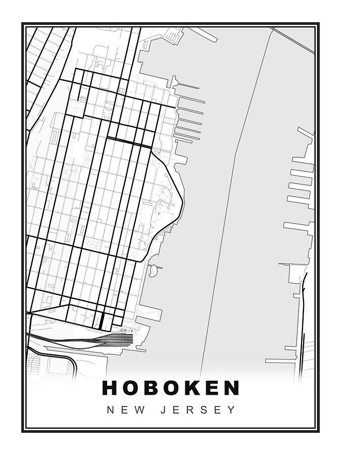 Hoboken Map Digital Art by Ipsita Das Fine Art America