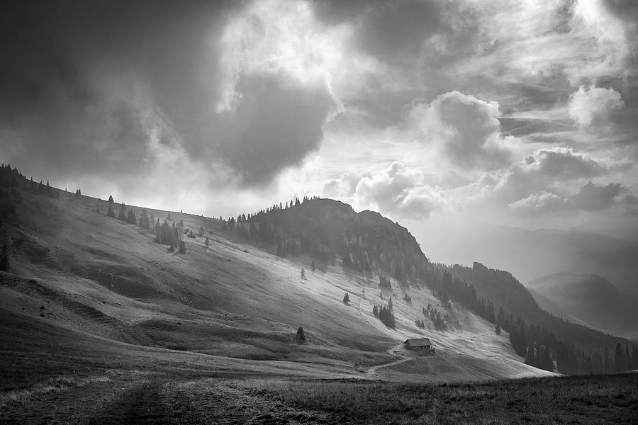 Hochalm in Clouds BW Photograph by Alexander Kunz