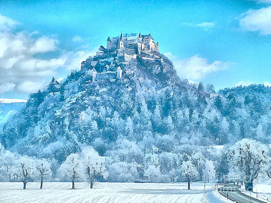 Hochosterwitz Castle - Austrian Winter Digital Art by Joseph Hendrix