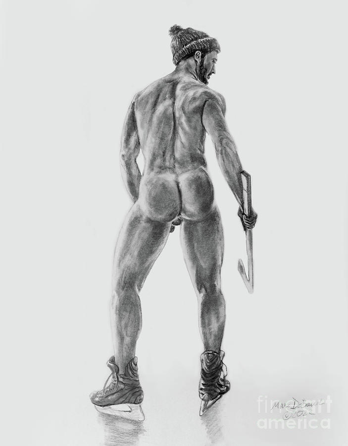Hockey Butt Drawing by Marc DeBauch