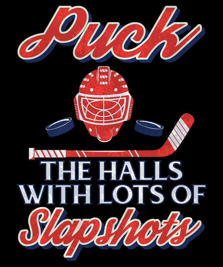 Girls Hockey Drawing - Hockey Fan Gift Puck the Halls with Lots of Slapshots Hockey Humor by Kanig Designs
