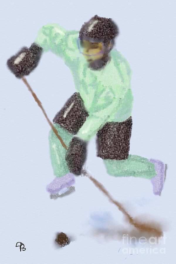 Hockey for the Goal Digital Art by Arlene Babad