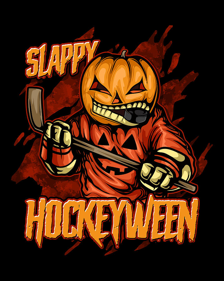 Hockey Slappy Hockeyween Pumpkin Jack O Lantern Halloween Digital Art