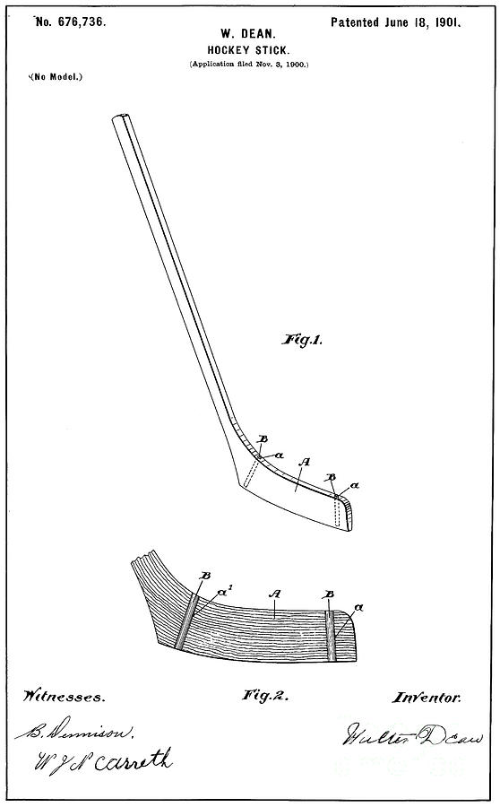 Hockey Stick Patent Drawing by Granger
