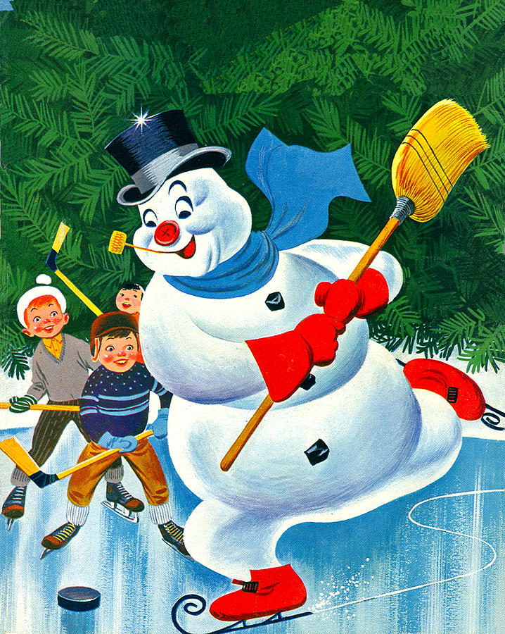 Hockey with Snowman Digital Art by Long Shot