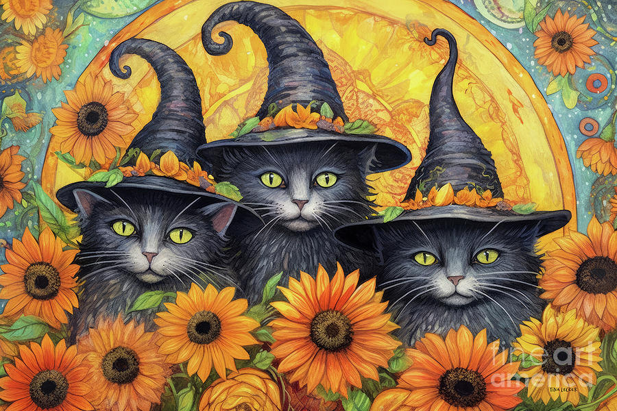 Hocus Pocus Kittens Painting by Tina LeCour