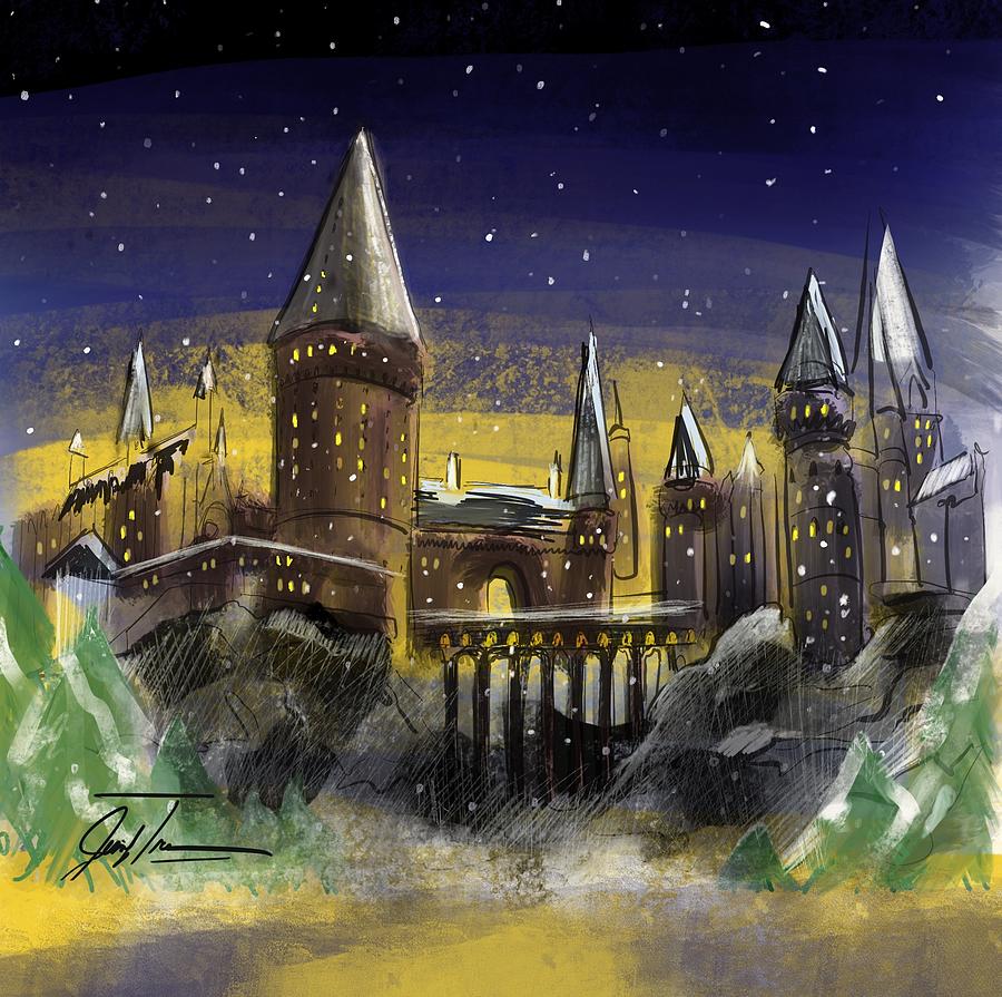 Line Hogwarts Castle Vector Illustration School Stock Vector (Royalty Free)  1876441273 | Shutterstock