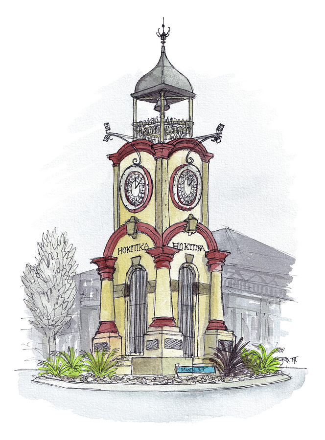 Hokitika Clocktower Painting by Tom Napper