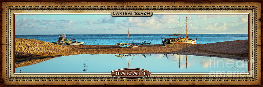Hokulea Docked on Lanikai Beach Close Hawaiian Style Panoramic Photograph Photograph by Aloha Art
