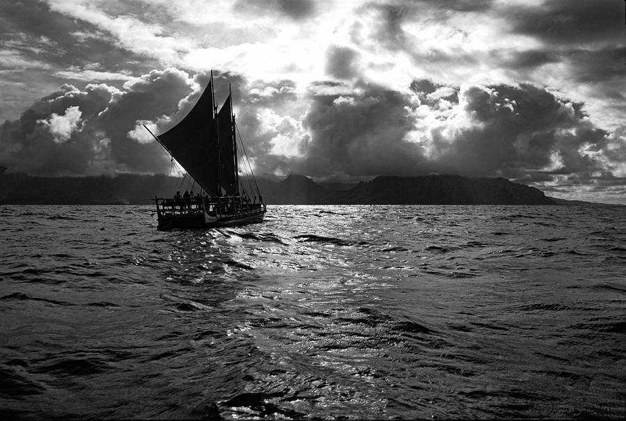 Sailing Canoe Photograph -  Hokulea Sailing in Kaneohe Bay by Douglas Peebles