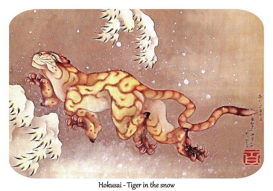 Hokusai Tiger in the snow Digital Art by Printable Art - Pixels