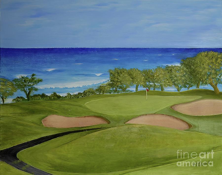 Hole 17 - Wailua Golf Course on Kauai Painting by Mary Deal