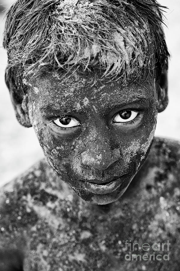 Holi Boy Black and White Photograph by Tim Gainey
