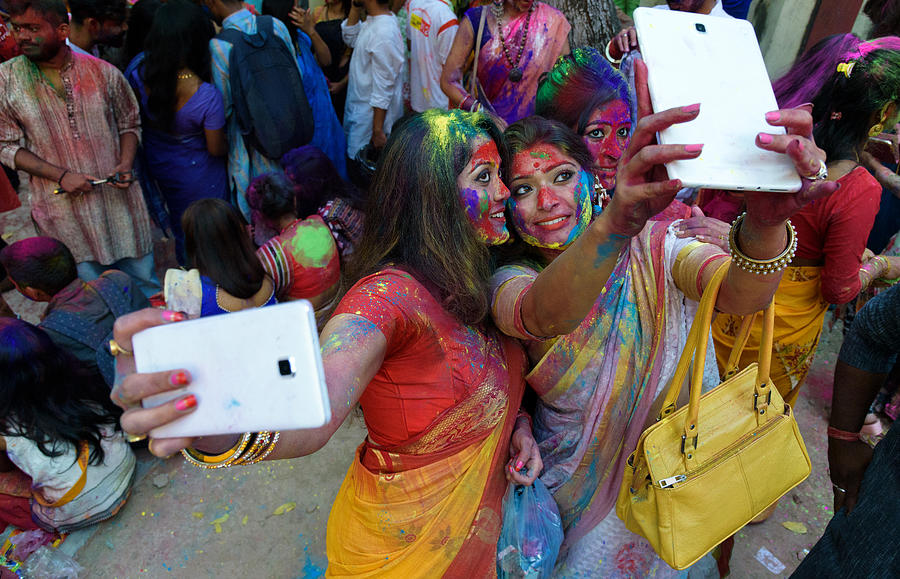 Holi Festival,People Celebrating Festival of Colors,West Bengal,India. Photograph by Subir Basak