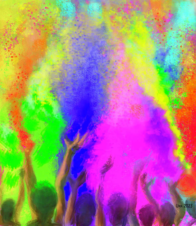 Holi, the festival of colors Digital Art by Uma Krishnamoorthy