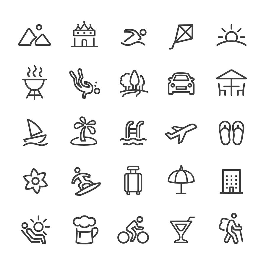 Holiday and Summer Icons - Smart Line Series Drawing by -victor-