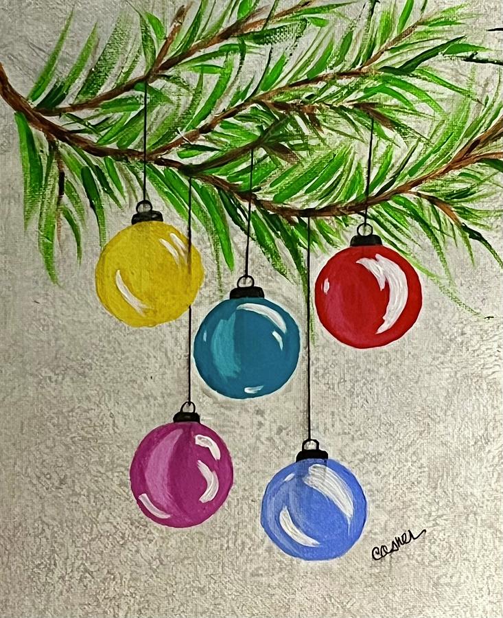 Holiday Baubles Painting by Colleen Casner