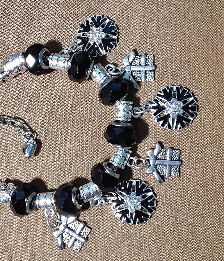 Holiday Charm Bracelet in Black and Silver Jewelry by Michele Myers