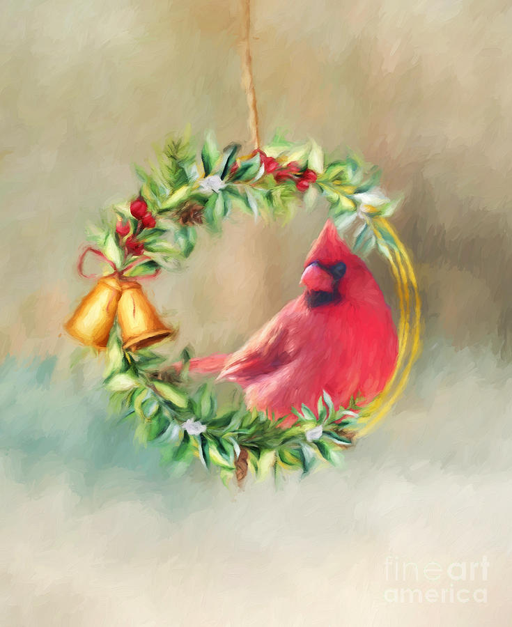 Holiday Cardinal Digital Art by Jayne Carney