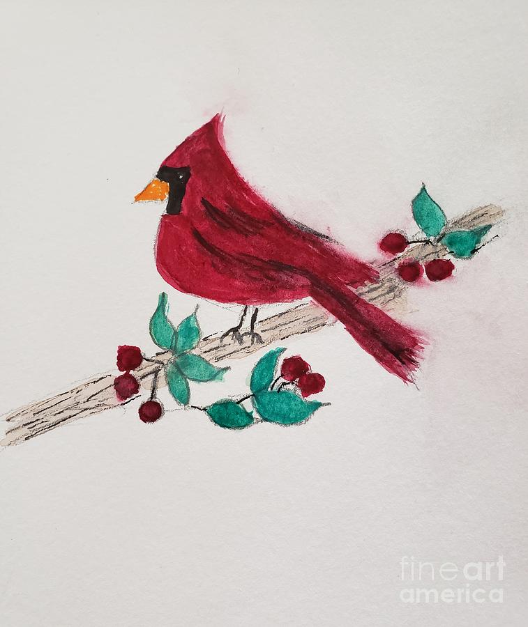 Holiday Cardinal Painting by Margaret Welsh Willowsilk Holiday Cardinal Painting by Margaret Welsh Willowsilk