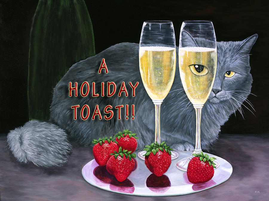 Holiday Champagne Toast Painting by Karen Zuk Rosenblatt
